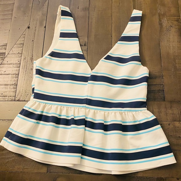 Zara Striped Peplum Top Size S - Picture 5 of 10